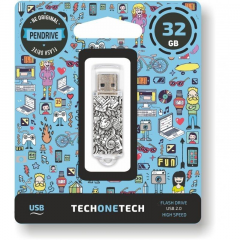 TECH1TECH TEC4016-32 unidad flash USB 32 GB USB tipo A 2.0 Negro, Blanco