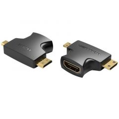 Vention Adaptador HDMI 2 en 1 AGFB0/ HDMI Hembra a Micro HDMI Macho - Mini HDMI Macho