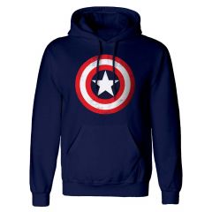 Marvel comics avengers - captain america shield (unisex blue pullover hoodie) ex ex large