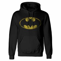Dc comics batman - distressed jumbo logo (unisex black pullover hoodie) medium
