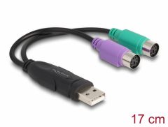 DeLOCK 61051 cable ps/2 0,17 m 2x 6-p Mini-DIN USB A Negro, Verde, Púrpura