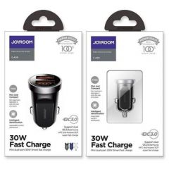 Joyroom car charger u+u, qc 3.0, afc, power delivery, 30w, black (c-a09)