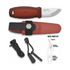 Morakniv STE-12630 Cuchillo de Caza Eldris, Hoja de acero inoxidable Sandvik 12C27 de 5.9 cm y mango de polímero inyectado de color rojo. Incluye pedernal, paracord y cierre de seguridad