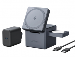 Anker Innovations Y1811G11 cargador de dispositivo móvil Auriculares, Smartphone, Reloj inteligente Negro Corriente alterna, USB Cargador inalámbrico Carga rápida Interior