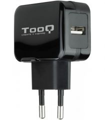 Tooq Cargador de Pared con 1 Puerto USB (5V, 2.4A), para iPad/iPhone/Samsung/Tablets/Smartphones, Color Negro