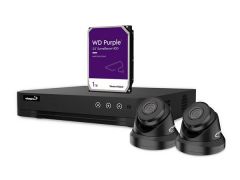 Kit de videovigilancia ip - grabador de red de 4 canales - 2 x cámara domo ip - disco duro de 1 tb - cables