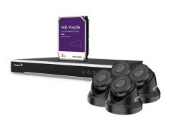 Kit de videovigilancia ip - 4mp - grabador de red de 8 canales - 4 x cámara domo ip negra - disco duro de 3 tb - cables