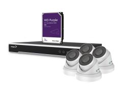 Kit de videovigilancia ip - 4mp - grabador de red de 8 canales - 4 x cámara domo ip blanca - disco duro de 3 tb - cables