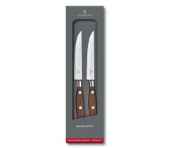 Set de 2 cuchillos suizos Victorinox Grand Maître Wood para bistec, rebanan sin esfuerzo, hoja de 12 cm, mango de madera ergonómico, 7.7240.2W