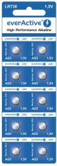 EverActive AG3 - Pilas alcalinas de 1,5 V (10 Unidades, Mini G3 LR736 LR41, 5 años de Vida útil, 10 Unidades)