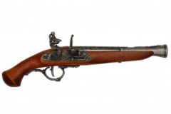 Réplica de pistola de chispa de Alemania Siglo XVIII, fabricada en metal y madera con mecanismo simulador de carga y disparo, con cañón ciego, no dispara, para decoración