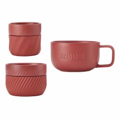 La cafetière 3pc, family mug set, 380ml, 200ml and 100ml, red