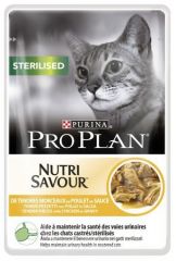Purina Pro Plan & ndash; Comida húmeda para gatos adultos esterilizados con pollo en salsa sabor nutritivo, 1 x 85 g