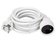 Cable prolongador - 3 m - color blanco - 3g1.5 - toma de tierra de espiga