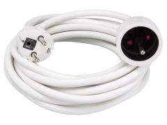 Cable prolongador - 5 m - color blanco - 3g1.5 - toma de tierra de espiga