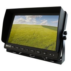 Monitor visión trasera en vehículos de 10,1" soporta cámaras AHD 1080P, con DVR para grabación de imagenes,  4 entradas contiene marco y pie, color negro