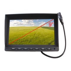 Monitor visión trasera en vehículos de 9", soporta cámaras AHD 1080P, dispone de DVR para grabación de imagenes,  4 entradas