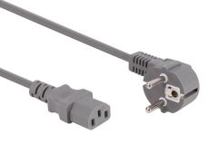 Cable de alimentación - color gris - cee 7/7 90° + c13 - 3.0 m - 3g1.0 mm²