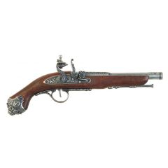Réplica de pistola de chispa del Siglo XVIII, fabricada en metal y madera con mecanismo simulador de carga y disparo, con cañón ciego, no dispara, para decoración