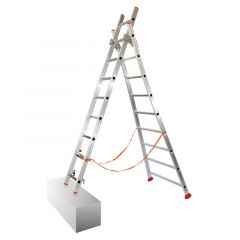 Escalera combinada, aluminio, tipo atlanta, longitud: 2,3 m, 2 x 8 peldaños
