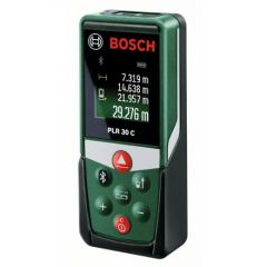 Bosch medidor láser PLR 30 C (mide con precisión distancias de hasta 30 m, Bluetooth, diferentes funciones de medición)