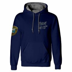 Superheroe inc. friday the 13th - crystal lake police (unisex navy pullover hoodie) ex ex large