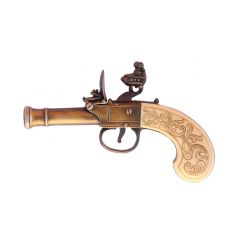 Réplica de Pistola inglesa fabricada por Bunney, del Siglo XVIII de 17 cm de Metal e imitación de madera, color marrón no funciona, para decoración