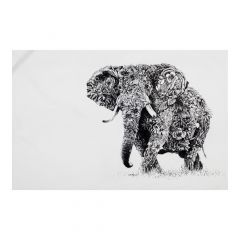 Maxwell & Williams Marini Ferlazzo Paño de Cocina con Diseño de Elefante de 100% Algodón, 50 x 70 cm – Blanco