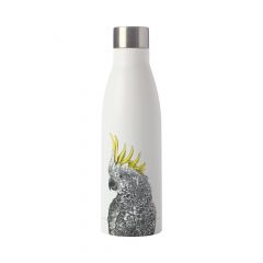 Maxwell & Williams Marini Ferlazzo Botella Térmica de Agua con Diseño de Cacatúa de Gorro Amarillo de Acero Inoxidable 18/10, 500 ml – Blanco