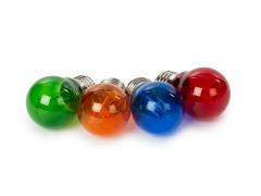 Juego de bombillas led de filamento - g45 - cristal de colores - 4 uds. - rojo - verde - azul - naranja