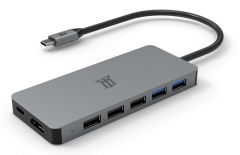 Maillon Technologique Premium MTHUB11 base para portátil y replicador de puertos USB 3.2 Gen 2 (3.1 Gen 2) Type-C Aluminio, Gris