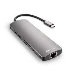 Sharkoon USB 3.0 Type C Combo Adapter tarjeta y adaptador de interfaz HDMI, RJ-45, USB 3.2 Gen 1 (3.1 Gen 1)