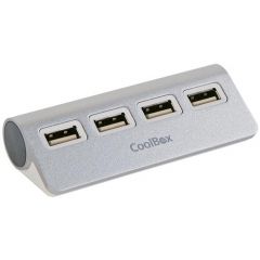 CoolBox HUBCOO4ALU2 hub de interfaz USB 2.0 480 Mbit/s Plata