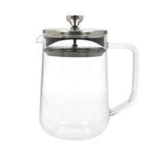 La Cafetière Loose Leaf - Tetera de 4 tazas de 1050 ml con tapa, infusor de té de vidrio resistente al calor con filtro de acero inoxidable integrado para hojas de té e infusiones de café molido