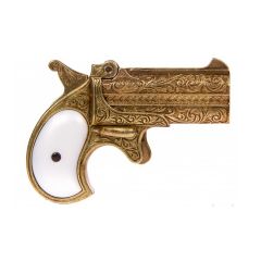 Réplica de Pistola Derringer, calibre 41 de los Estados Unidos en el año 1866, fabricada en metal e imitación de nácar de 13,5 cm, con cañón ciego, no dispara, para decoración