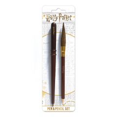 HARRY POTTER - Set de bolígrafo varita mágica y lápiz escoba para la escuela