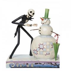 Figura decorativa jack descubriendo muñeco de nieve