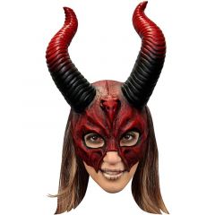 Máscara calavera de demonio mítico con cuernos talla única