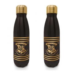 Botella metálica escudo de hogwarts negro y dorado