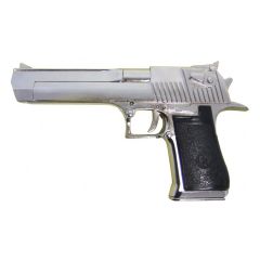 Réplica de Pistola semiautomática, calibre .357, .44 y .50, utilizada en los Estados Unidos e Israel en el año de 1982, fabricada en metal y plástico negro de color plata, con cañón ciego, no funciona, para decoración