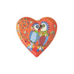 Maxwell & Williams Love Hearts Plato con Forma de Corazón "Fan Club" con Diseño de Loros de Porcelana, 15,5 cm – Rojo