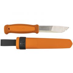 Morakniv STE-13506 Cuchillo de Caza Kansbol de bushcraft, hoja recta de acero Sandvik 12C27 de 10,9 cm, mango caucho-TPE naranja y Funda de polímero ambidiestro color naranja quemada (En blister)