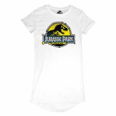 Jurassic park - dnalogo (womens white t-shirt dress) small