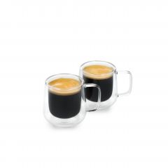 La Cafetière Siena Juego de Vasos de Espresso de Doble Fondo de 2 piezas, 100ml Tazas de Café Aisladas con Asa para Barista Espresso, Apilables y Ligeros