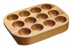 KitchenCraft Natural Elements Wooden Egg Holder Rack with Carry Handles, 25 x 17.5 cm (10" x 7")