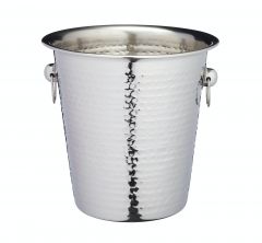 BarCraft Champagne Bucket, Soporte Enfriador de Vino de Acero Inoxidable con Acabado Martillado, 4 Litros de Capacidad, 21 x 20.5 x 21cm, 1 Cantidad