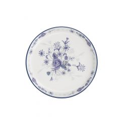 London Pottery Blue Rose - Plato para pasteles, cerámica, diseño de rosas azules, 20 cm, color marfil almendra y azul