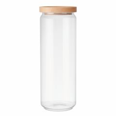 Kitchencraft idilica glass storage jar with beechwood lid, 1300ml