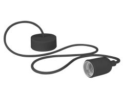 Lámpara de diseño con cable de tela - para colgar del techo - color negro