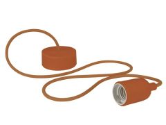 Portabombillas de diseño con cable de tela - color marrón